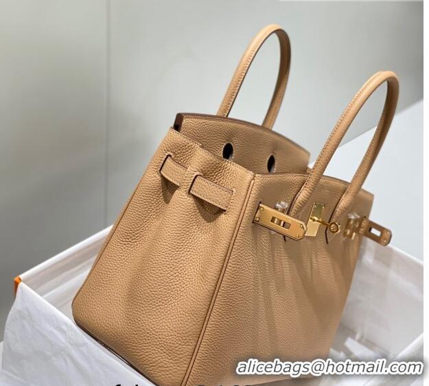 Most Popular Hermes Birkin 30cm Bag in Togo Calfskin HB30 Milky Tea Brown/Gold