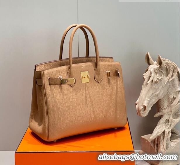 Most Popular Hermes Birkin 30cm Bag in Togo Calfskin HB30 Milky Tea Brown/Gold