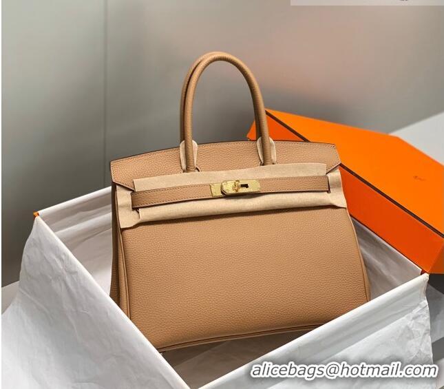 Most Popular Hermes Birkin 30cm Bag in Togo Calfskin HB30 Milky Tea Brown/Gold