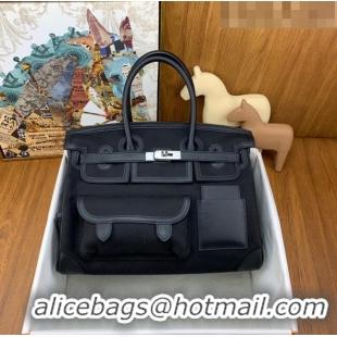 Trendy Design Hermes Birkin 35cm Cargo Bag in Swift Leather and Canvas HB35 Black (Pure Handmade)