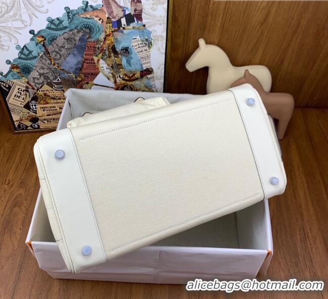 Top Quality Hermes Birkin 35cm Cargo Bag in Swift Leather and Canvas HB35 White (Pure Handmade)