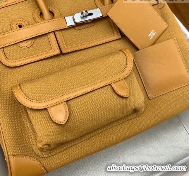 Super Quality Hermes Birkin 35cm Cargo Bag in Swift Leather and Canvas HB35 Brown (Pure Handmade)