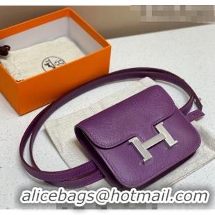 Promotional Hermes Constance Slim Belt Bag H2426 Anemone Purple (Half Handmade)