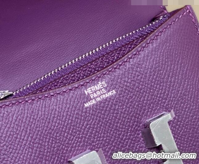 Promotional Hermes Constance Slim Belt Bag H2426 Anemone Purple (Half Handmade)