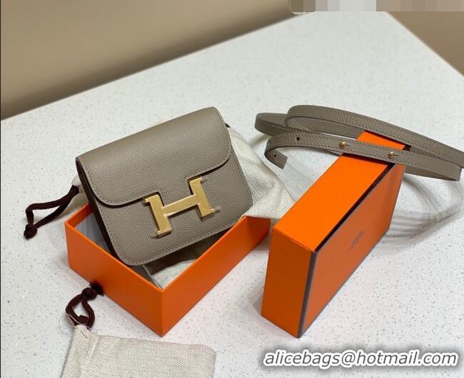 New Design Hermes Constance Slim Belt Bag H2426 Pitch Gey (Half Handmade)