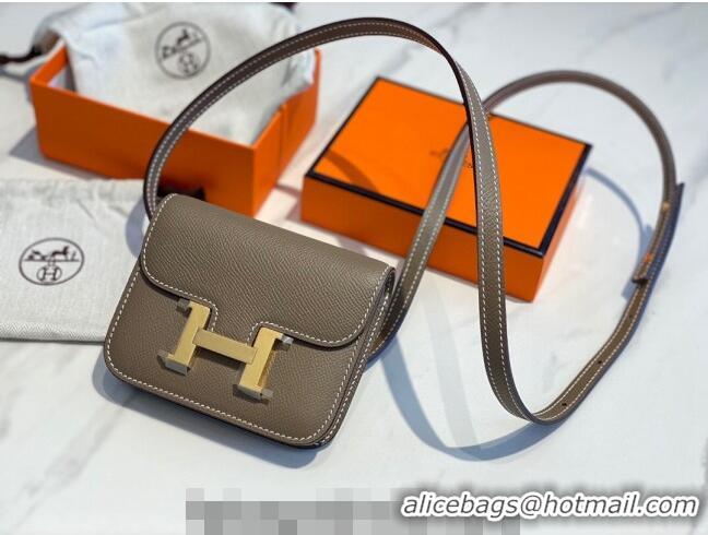 Reasonable Price Hermes Constance Slim Belt Bag H2426 Elephant Grey (Half Handmade)