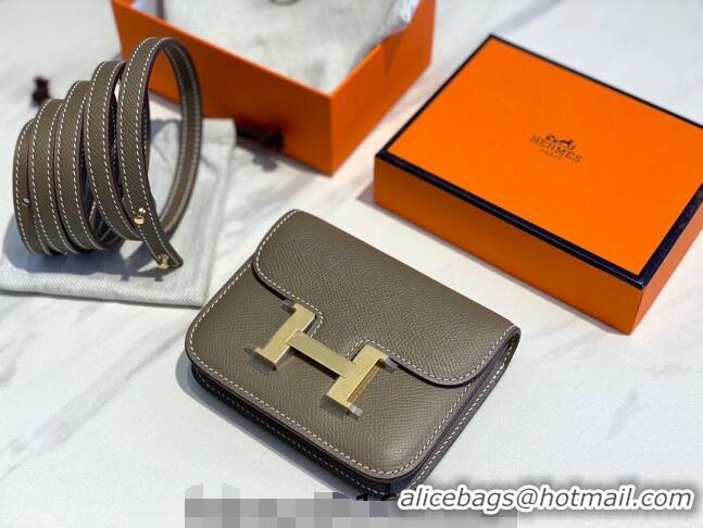 Reasonable Price Hermes Constance Slim Belt Bag H2426 Elephant Grey (Half Handmade)