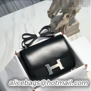 Buy Promotional Hermes Constance Box Bag 23cm in Box Calf Leather H7002 Black/Silver (Half-handmade)