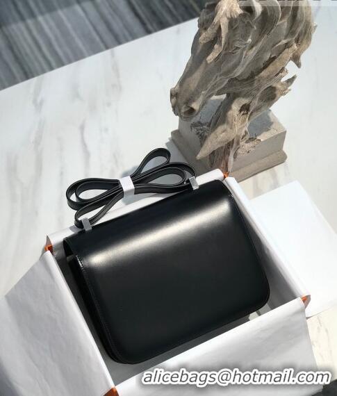 Buy Promotional Hermes Constance Box Bag 23cm in Box Calf Leather H7002 Black/Silver (Half-handmade)