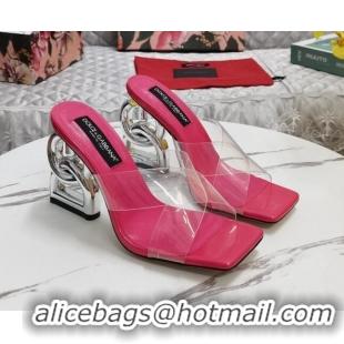 Promotion Dolce&Gabbana PVC Slide Sandals with 7.5cm DG Heel Pink 222130