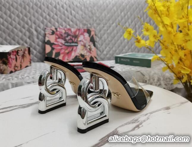 Expensive Dolce&Gabbana PVC Slide Sandals with 10.5cm DG Heel Black 222131