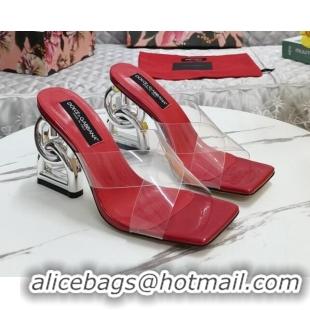 Buy Discount Dolce&Gabbana PVC Slide Sandals with 10.5cm DG Heel Red 222132