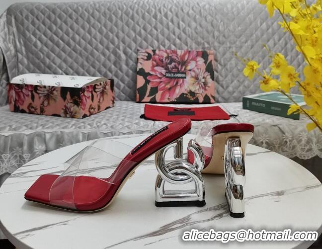 Buy Discount Dolce&Gabbana PVC Slide Sandals with 10.5cm DG Heel Red 222132