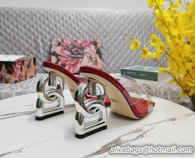 Buy Discount Dolce&Gabbana PVC Slide Sandals with 10.5cm DG Heel Red 222132