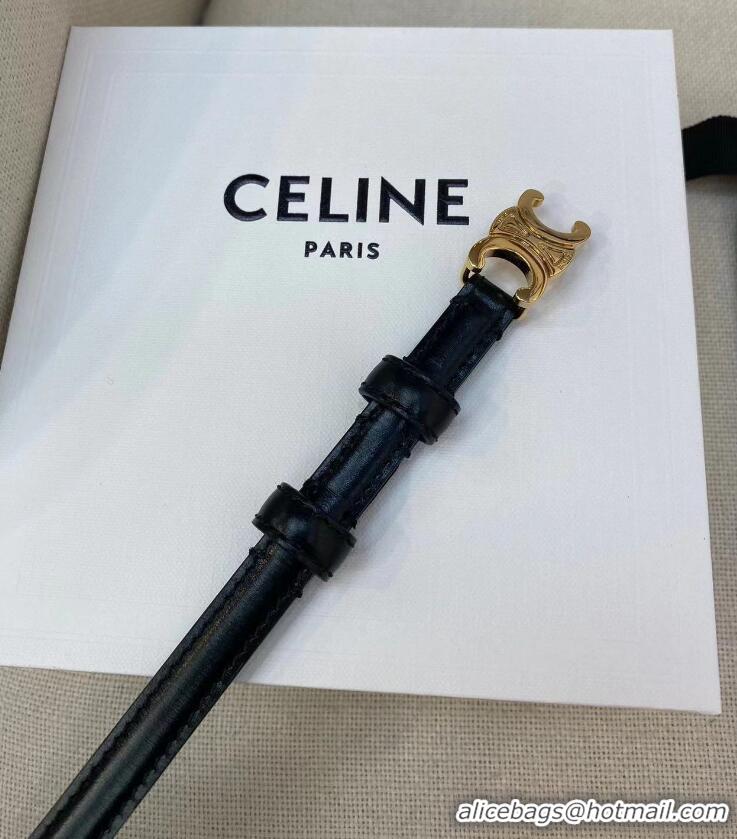 ​Top Grade Celine Teen Triomphe Belt In Taurillon Leather CE871 Black