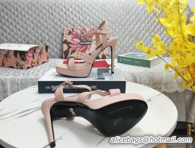 Best Product Dolce&Gabbana DG Calfskin High Heel Platform Sandals 12cm Light Pink 222141