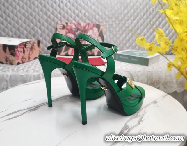 Durable Dolce&Gabbana DG Calfskin High Heel Platform Sandals 12cm Green 222146