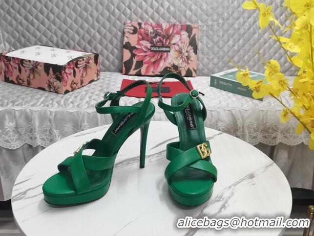 Durable Dolce&Gabbana DG Calfskin High Heel Platform Sandals 12cm Green 222146