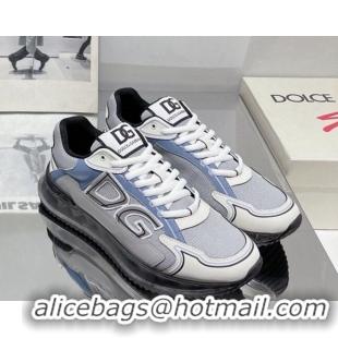 Shop Duplicate Dolce & Gabbana DG Together Sneakers in Leather Mesh Grey/Blue 420051