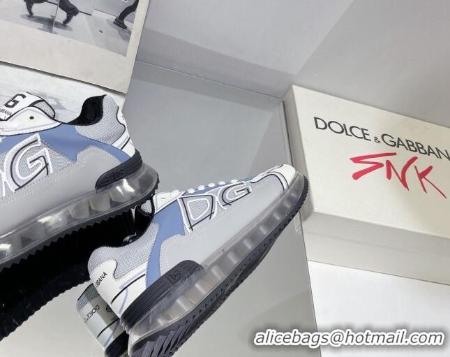 Shop Duplicate Dolce & Gabbana DG Together Sneakers in Leather Mesh Grey/Blue 420051