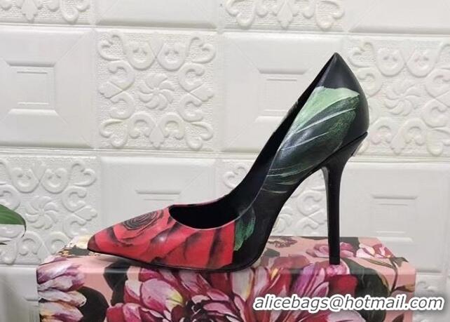 Luxury Dolce & Gabbana DG Printed Calfskin High Heel Pumps 10.5cm Black 420059