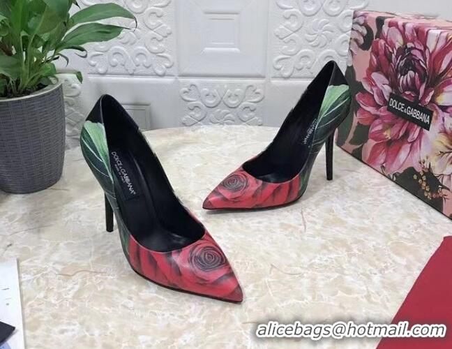 Luxury Dolce & Gabbana DG Printed Calfskin High Heel Pumps 10.5cm Black 420059