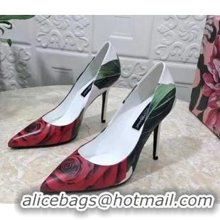 Good Quality Dolce & Gabbana DG Printed Calfskin High Heel Pumps 10.5cm White 420060