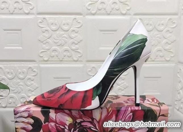 Good Quality Dolce & Gabbana DG Printed Calfskin High Heel Pumps 10.5cm White 420060