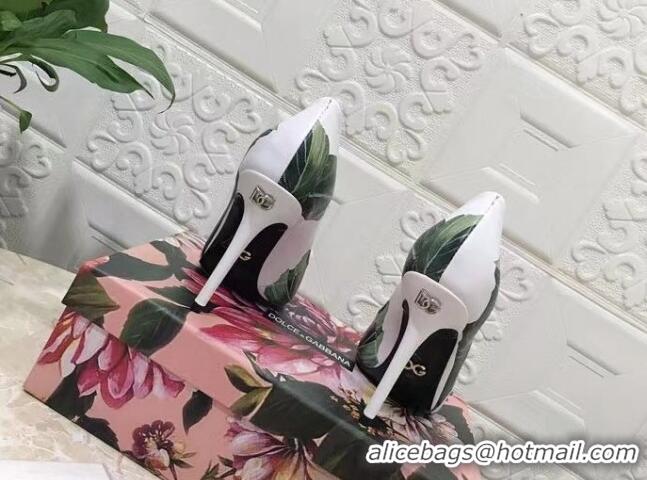 Good Quality Dolce & Gabbana DG Printed Calfskin High Heel Pumps 10.5cm White 420060