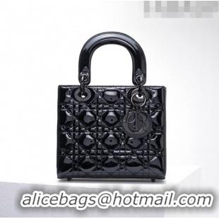 Inexpensive Dior Small Lady Dior Bag in Patent Leather CD2636 All Black