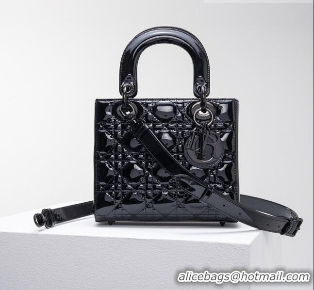 Inexpensive Dior Small Lady Dior Bag in Patent Leather CD2636 All Black