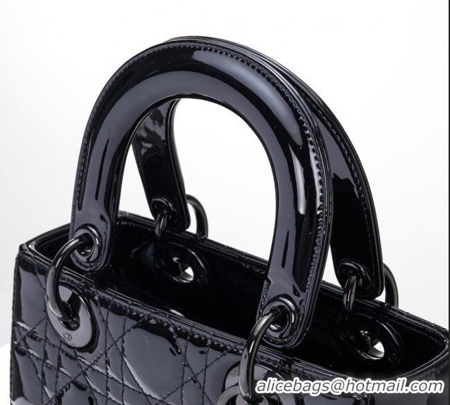 Inexpensive Dior Small Lady Dior Bag in Patent Leather CD2636 All Black