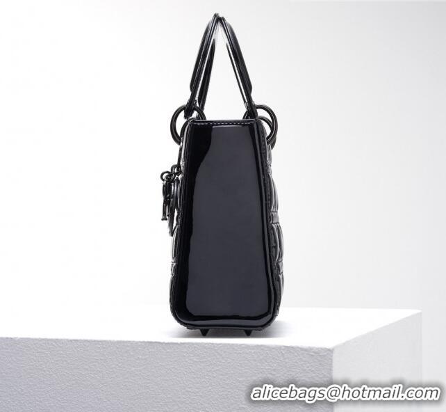 Inexpensive Dior Small Lady Dior Bag in Patent Leather CD2636 All Black