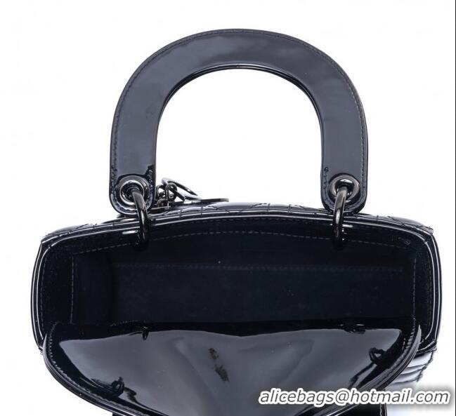 Inexpensive Dior Small Lady Dior Bag in Patent Leather CD2636 All Black