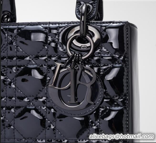 Inexpensive Dior Small Lady Dior Bag in Patent Leather CD2636 All Black