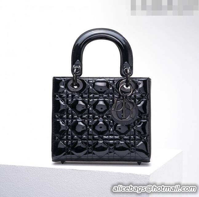 Inexpensive Dior Small Lady Dior Bag in Patent Leather CD2636 All Black