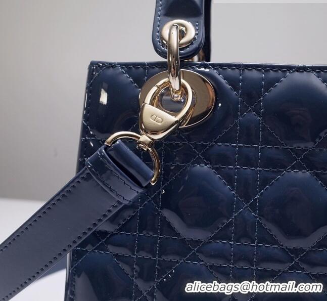 Low Cost Dior Small Lady Dior Bag in Patent Leather CD2636 Deep Blue