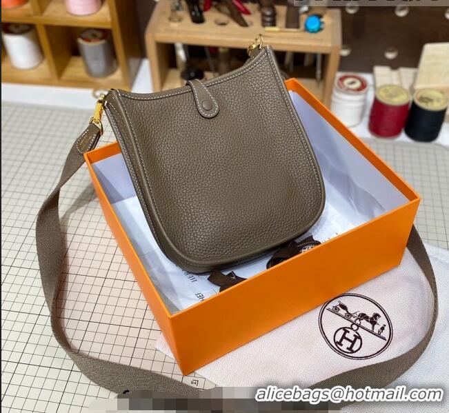 Promotional Hermes Evelyne Mini Bag 18cm in Togo Calfskin Elephant L1306300 Grey/Gold