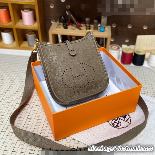 Promotional Hermes Evelyne Mini Bag 18cm in Togo Calfskin Elephant L1306300 Grey/Gold