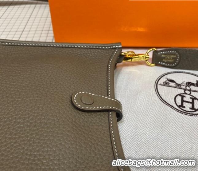 Promotional Hermes Evelyne Mini Bag 18cm in Togo Calfskin Elephant L1306300 Grey/Gold