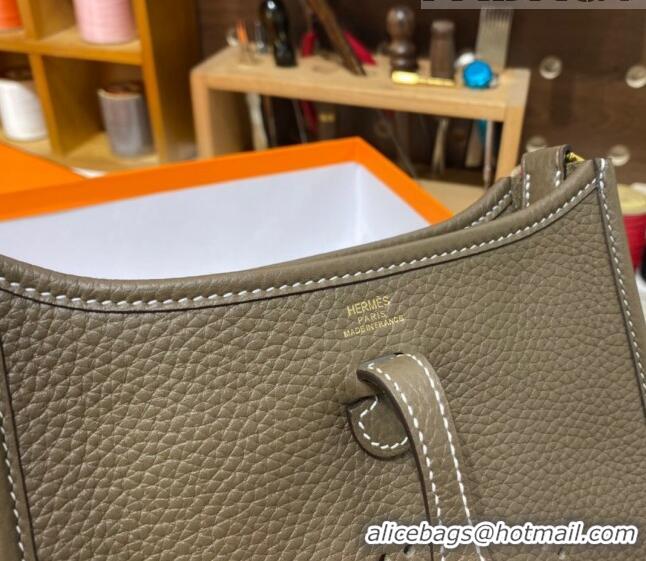 Promotional Hermes Evelyne Mini Bag 18cm in Togo Calfskin Elephant L1306300 Grey/Gold