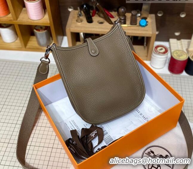  Buy Discount Hermes Evelyne Mini Bag 18cm in Togo Calfskin L1306300 Elephant Grey/Silver