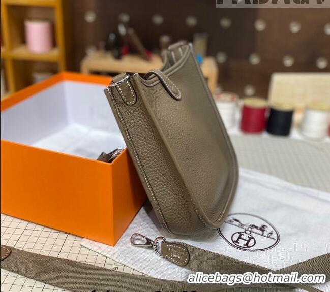  Buy Discount Hermes Evelyne Mini Bag 18cm in Togo Calfskin L1306300 Elephant Grey/Silver