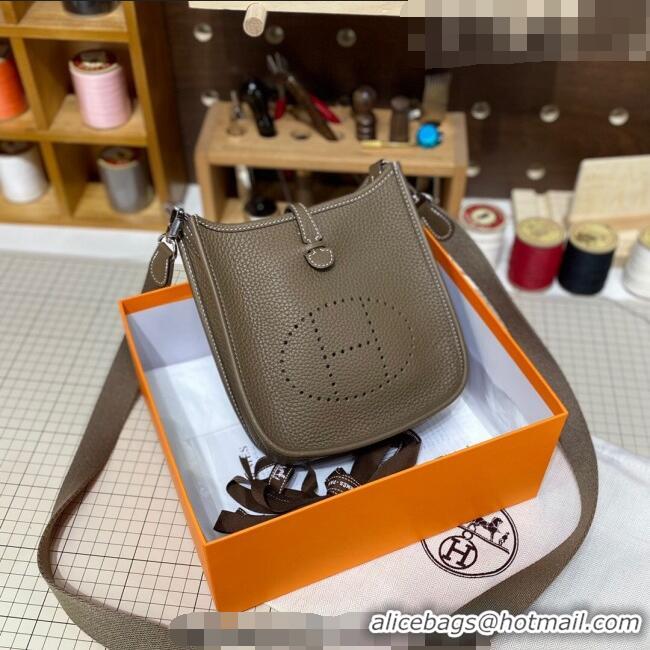  Buy Discount Hermes Evelyne Mini Bag 18cm in Togo Calfskin L1306300 Elephant Grey/Silver