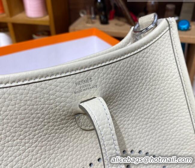 Reasonable Price Hermes Evelyne Mini Bag 18cm in Togo Calfskin L1306300 White/Silver