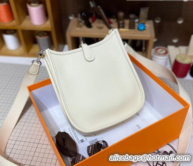 Reasonable Price Hermes Evelyne Mini Bag 18cm in Togo Calfskin L1306300 White/Silver