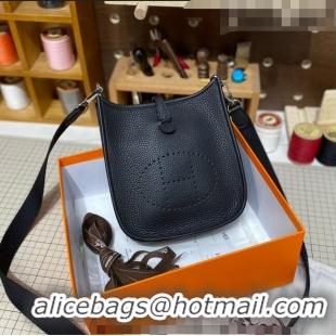 Top Quality Hermes Evelyne Mini Bag 18cm in Togo Calfskin L1306300 Black/Silver