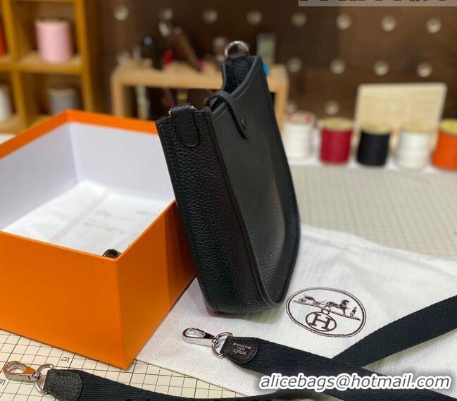 Top Quality Hermes Evelyne Mini Bag 18cm in Togo Calfskin L1306300 Black/Silver