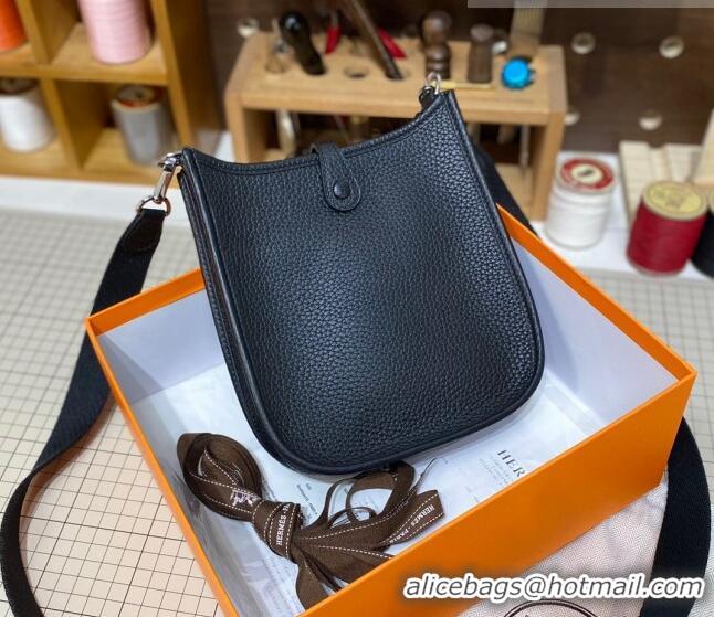 Top Quality Hermes Evelyne Mini Bag 18cm in Togo Calfskin L1306300 Black/Silver