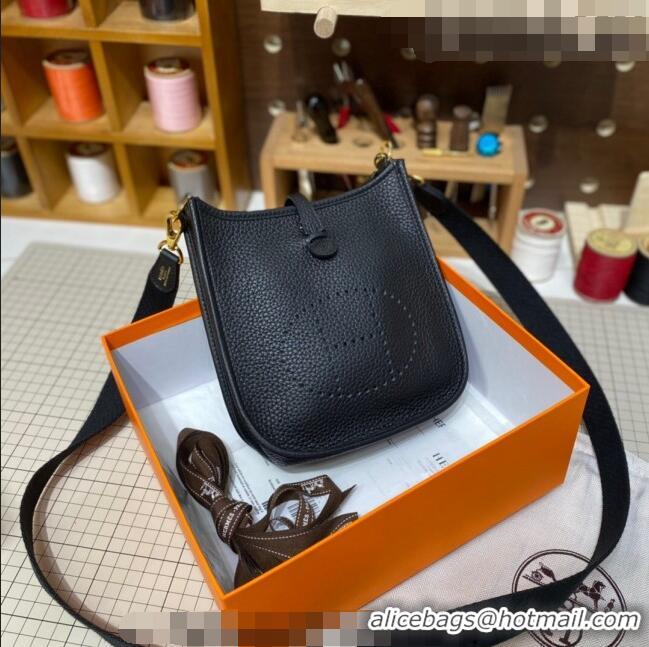 Buy Cheap Hermes Evelyne Mini Bag 18cm in Togo Calfskin L1306300 Black/Gold